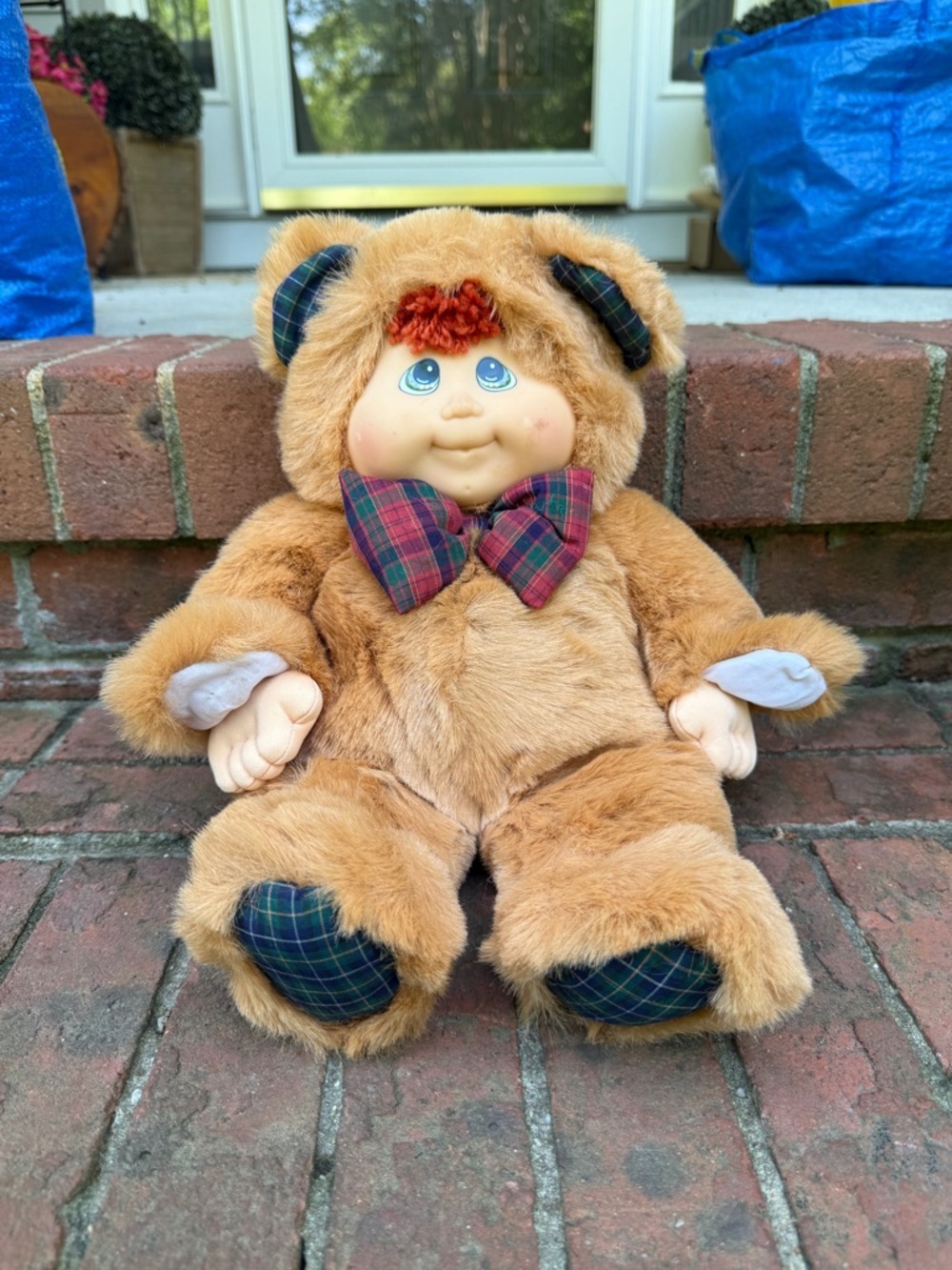 Vintage 1998 Kuddle Love Kid Plush Teddy Bear Red Hair Green eyes